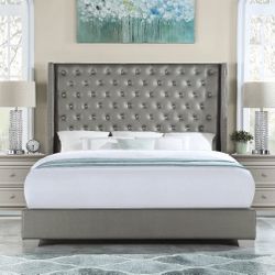 King Tufted Rhinestone Bed