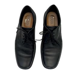 Ecco black leather lace up dress comfort loafers Similar to the Seattle or New Jersey style These were worn in a stage production of my son’s Ecco s