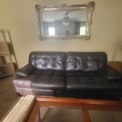 Large Leather Sofa And Love Seat