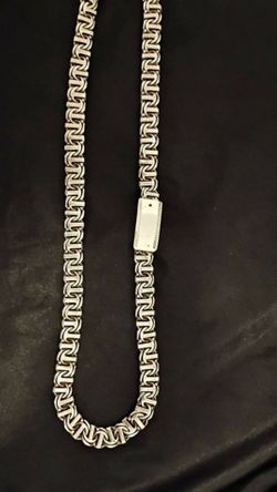 Chino bar link silver mens chain