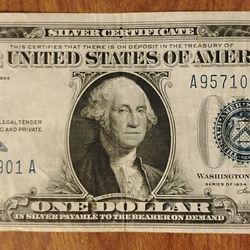 1934 USA America Silver Certificate Funny Back $1 Dollar Bill Banknote Currency 