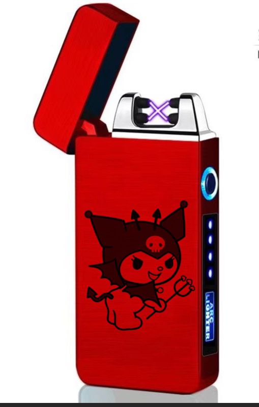 Kuromi Lighter Electric Rechargeable Plasma Metal Frame  Hello Kitty My Melody