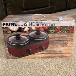 NEW Prime Cuisine Double Slow Cooker – 2 Pots, 