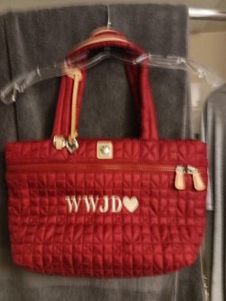 Brighton Annabelle Tote . Red Quilted WWJD Tote Bag