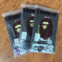 Authentic BAPE Tee Bundle (3 Shirts) Size M – Camo + Half Face – Brand New w/ Tags & Bags