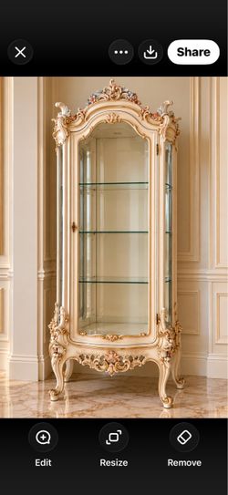Elegant French Rococo-Style Curio Display Cabinet