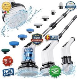 Electric Spin Scrubber, Cordless Cleaning Brush with 8 Brush Heads