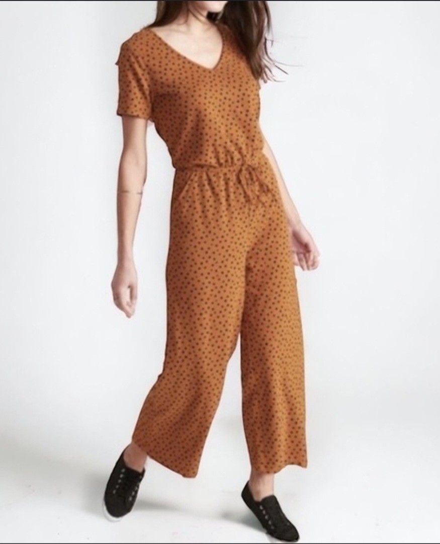 Old Navy Brown Polka Dot Jumpsuit