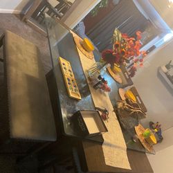 Dining Table w/  4 Chairs And Bench