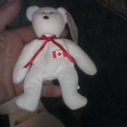 Rare Canadian White Beanie Baby Bear 1990's