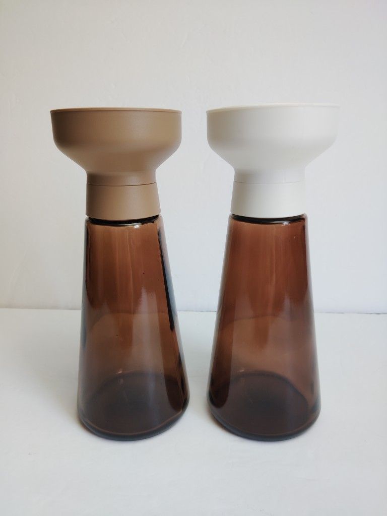 IKEA Halvtom Salt & Pepper Mills 10 oz. Brown Glass ~ Set of Two