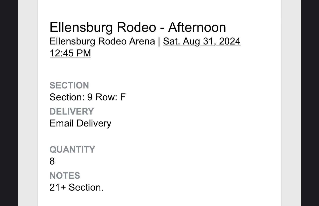 8 Tickets To The Ellensburg Rodeo Aug31