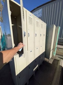 Set of 6 Industrial Metal Lockers (Double Tier Stack)