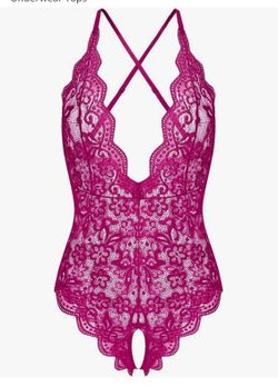 Women One Piece Lingerie Sexy Teddy V Neck Bodysuit Lace