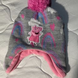 Hasbro Peppa Pig Winter Beanie Hat Toddler Girl Age 2-4, EUC 