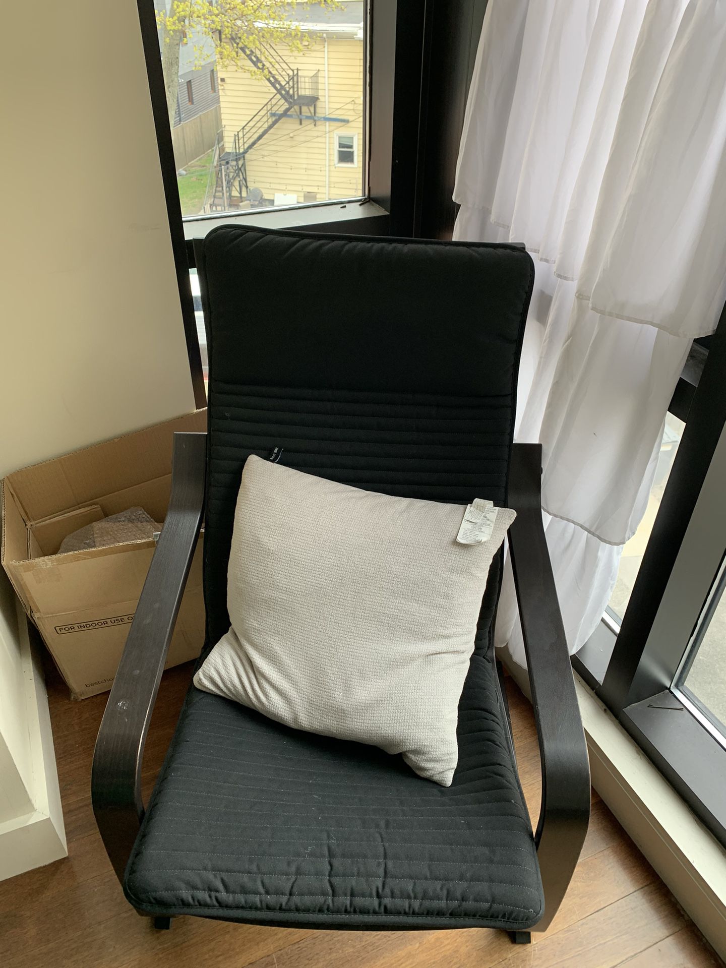 IKEA Poang Black Armchair With Cushion 