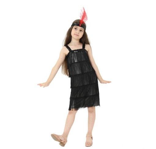 Girls Black Flapper Dress Sz Large