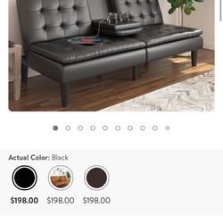 Black Leather Futon Couch