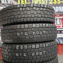 235 80 17 SET 4 LLANTAS CARGA 10 PLYS..