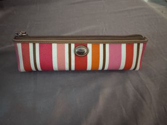 Pink striped coach, pencil purse