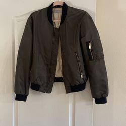 Zara Dark Green Bomber Jacket Womens Small