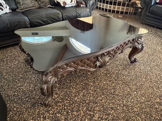 Ornate Glass Top Coffee Table – Traditional/Tuscan Style