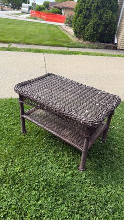 Brown Wicker Coffee Table with Shelf check more pictures condition firm $20