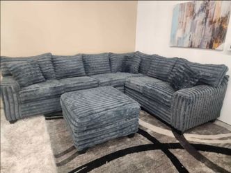 NEW MODEL ALERT! Brand New Byers Market Gunmetal Grey Thick Corduroy RAF 2pc Corner Sectional