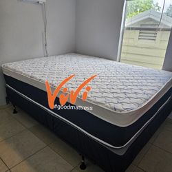 QUEEN PILLOW TOP MATTRESS WITH BOX SPRING 2PC. BED FRAME ISN'T AVAILABLE
