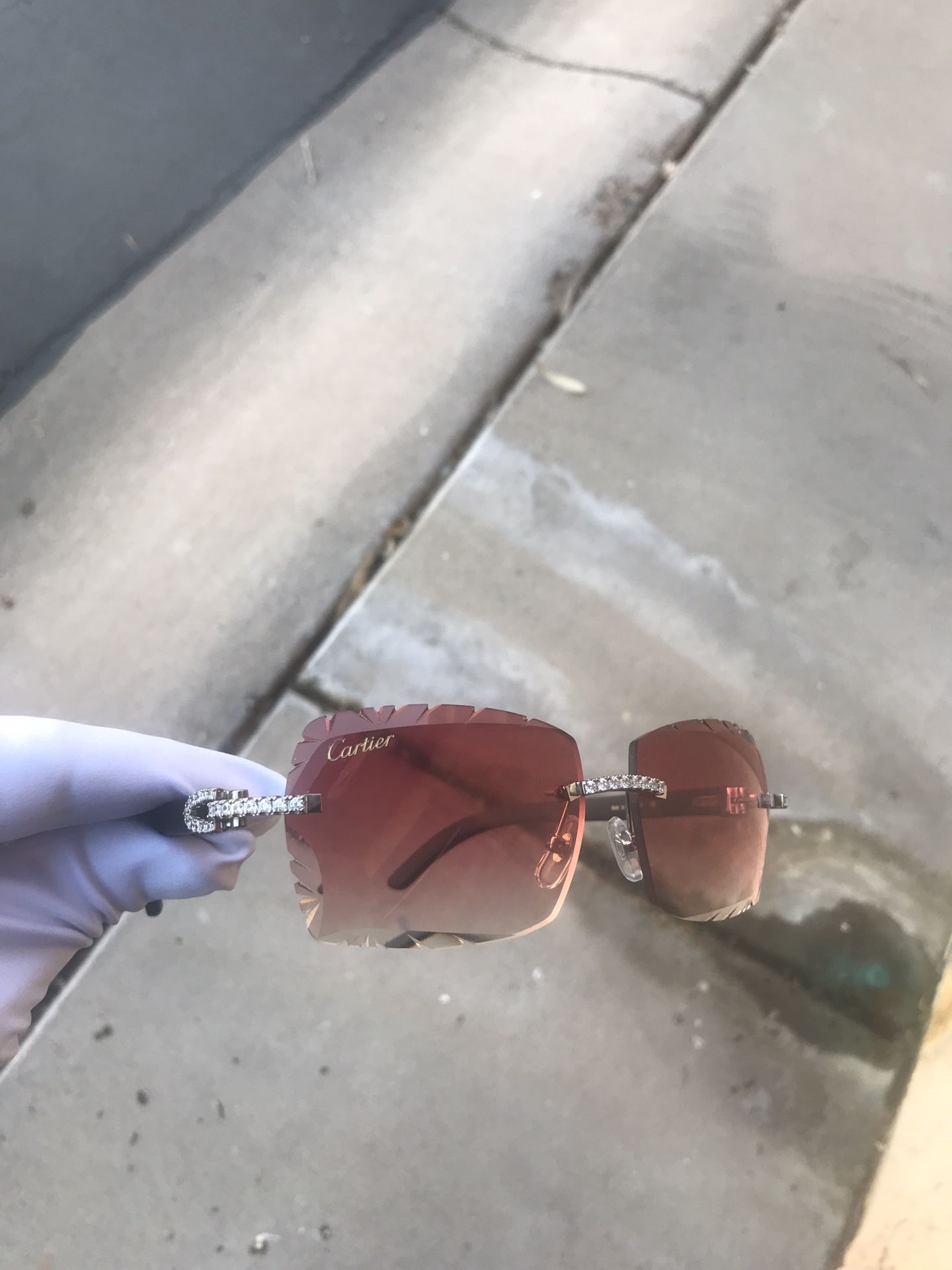 Black Buffs With Custom Diamond Cut Lens Bust Down Cartier Glasses