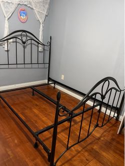 Black  metal bed frame queen