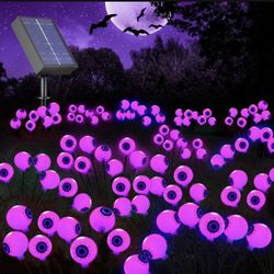 Halloween Solar Eyeball Lights Outdoor Waterproof 4 Pack 32 LED 8 Modes Solar...