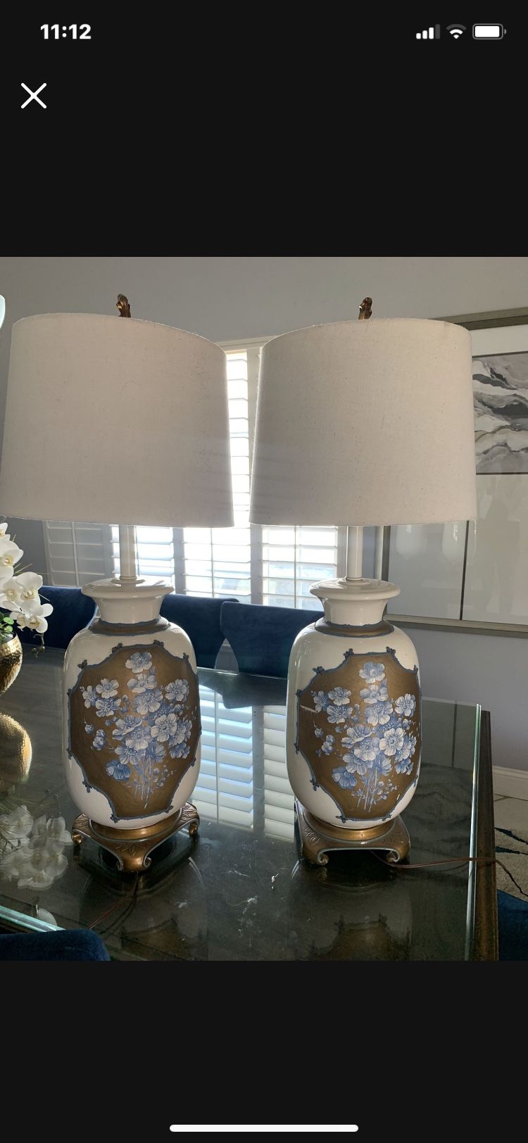 Beautiful Hand Paint Pair Of Lamps