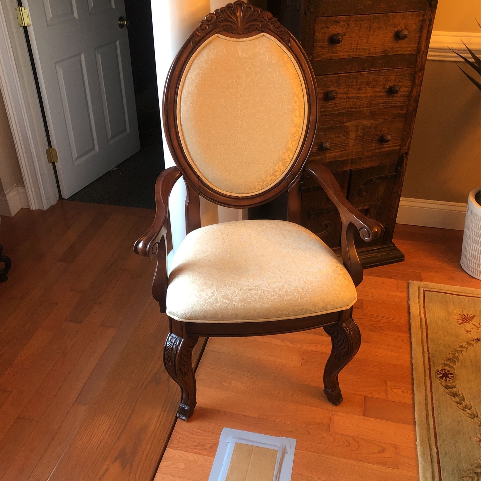 Nice Wooden Upholstered Armchair
