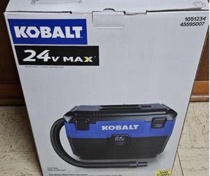 New in box Kobalt shop vac, battery kit, extra filter, hose