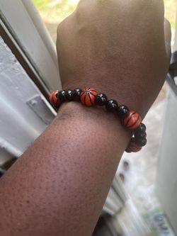 Basketball Beaded Bracelet – Handmade Sports Stretch Bracelet