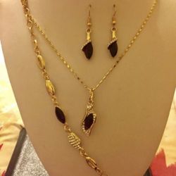 [3pcs] Austrian Gold Plated Jewelry Set