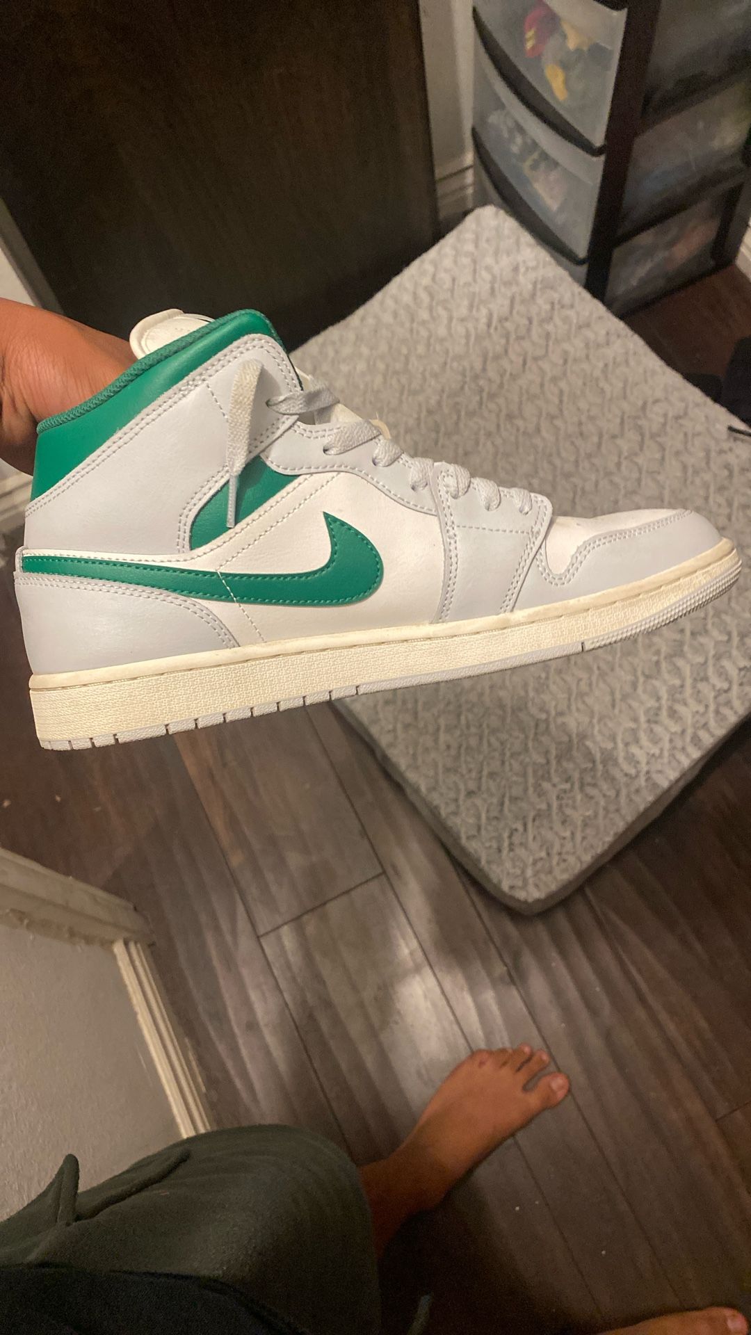 Green And White Jordan 1s