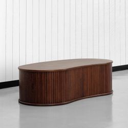 Ripple Coffee Table, Oval Wooden Center Table