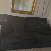 Dark Grey Sofa W Throw Pillows 
