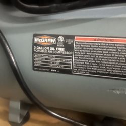 McGraw 3 Gallon Portable Compresor 