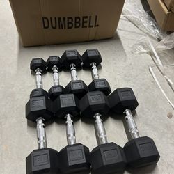 New pair of 5,10,15,20lb rubber dumbbells in box 📦 
