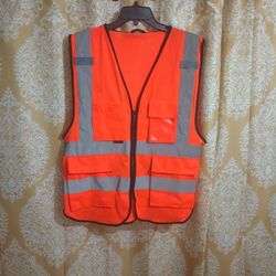 3M reflective vest Orange Black Trim Zipper Front Size XL