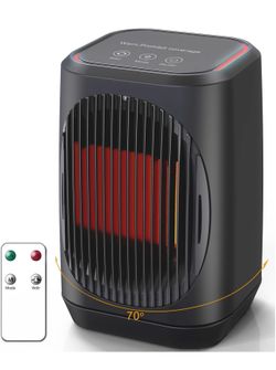 Small Space Heater, Portable Electric Heaters for Indoor Use With 3 Modes, 70° Oscillation, Remote Control, Energy Efficient, Low Noise,1500W PTC Cera