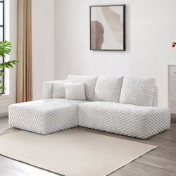 SECTIONAL SOFA IVORY CORDUROY (AC) $699 DELIVER AVAILABLE  