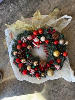 Decorated Christmas Wreath with Ornaments
