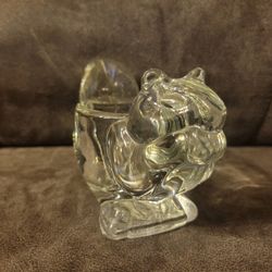 Vintage Glass Squirrel Votive Candle Plant Holder 1970s Heavy Avon
