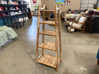 NEW! IKEA Storedamm Natural Finish Acacia 5 Tier Tapered Shelf Unit