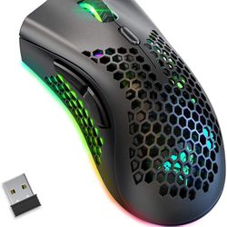 BENGOO KM-1 Wireless Gaming Mouse, Computer Mouse with Honeycomb Shell, 6 Programmed Buttons, 3 Adjustable DPI, Silent Click, USB Receiver, Ergonomic 
