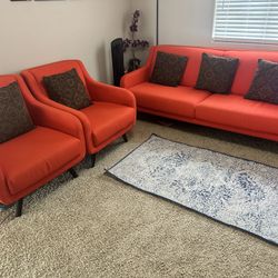 5 Seater Sofa/Couch Red Fabric 3+1+1